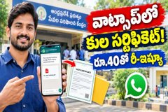AP Caste Certificate: ఏపీలో కుల ధ్రువీకరణ పత్రం రూ.40తో వాట్సాప్లోనే పొందండి - పూర్తి విధానం ఇదే..!