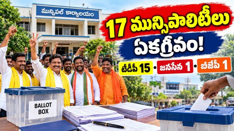 AP Municipal Elections 2026: 17 మున్సిపాలిటీలు ఏకగ్రీవం.. పార్టీల వారీగా లిస్ట్.!