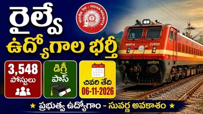Indian Railway Recruitment 2026: డిగ్రీ అర్హతతో రైల్వేలో 3,548 ఉద్యోగాల భర్తీ.!