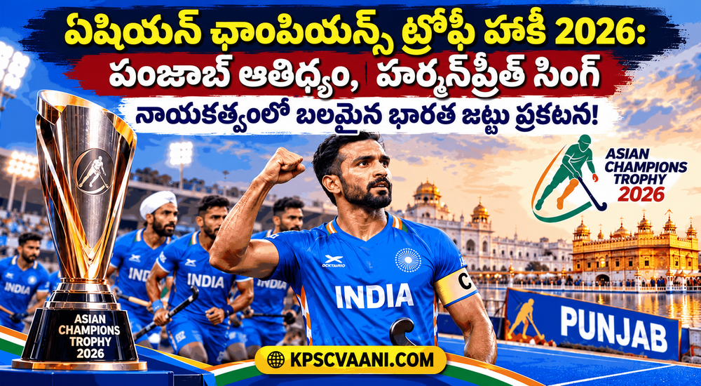 ఆసియా ఛాంపియన్స్ ట్రోఫీ హాకీ 2026: పంజాబ్ ఆతిథ్యం, బలమైన భారత జట్టుకు హర్మన్ప్రీత్ సింగ్ నాయకత్వం వహించనున్నట్లు ప్రకటన!