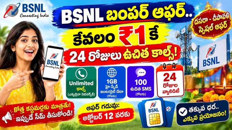 BSNL: బీఎస్‌ఎన్‌‌ఎల్ బంపర్ ఆఫర్.. రూ.1కే 24 రోజులు ఉచిత కాల్స్.!