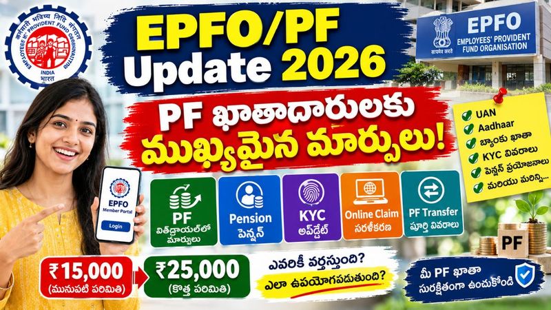 EPFO/PF Update 2026: PF ఉపసంహరణ, పెన్షన్, KYC మరియు ఆన్‌లైన్ క్లెయిమ్‌లో ప్రముఖ మార్పులు.!
