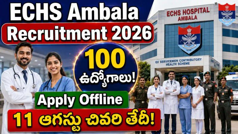 ECHS Ambala Recruitment : 100 DEO, క్లర్క్, ప్యూన్ పోస్టులకు దరఖాస్తు ప్రారంభం!