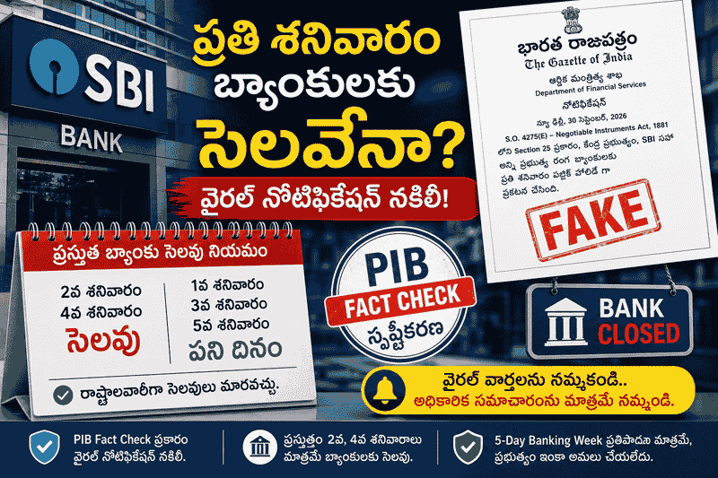 బ్యాంక్ ఖాతాదారులు గమనించండి: ప్రతి శనివారం సెలవేనా? ఇదిగో ప్రభుత్వ అధికారిక స్పష్టీకరణ