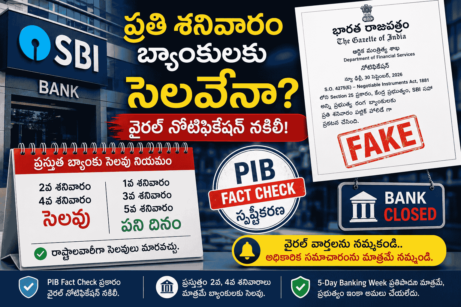 బ్యాంక్ ఖాతాదారులు గమనించండి: ప్రతి శనివారం సెలవేనా? ఇదిగో ప్రభుత్వ అధికారిక స్పష్టీకరణ