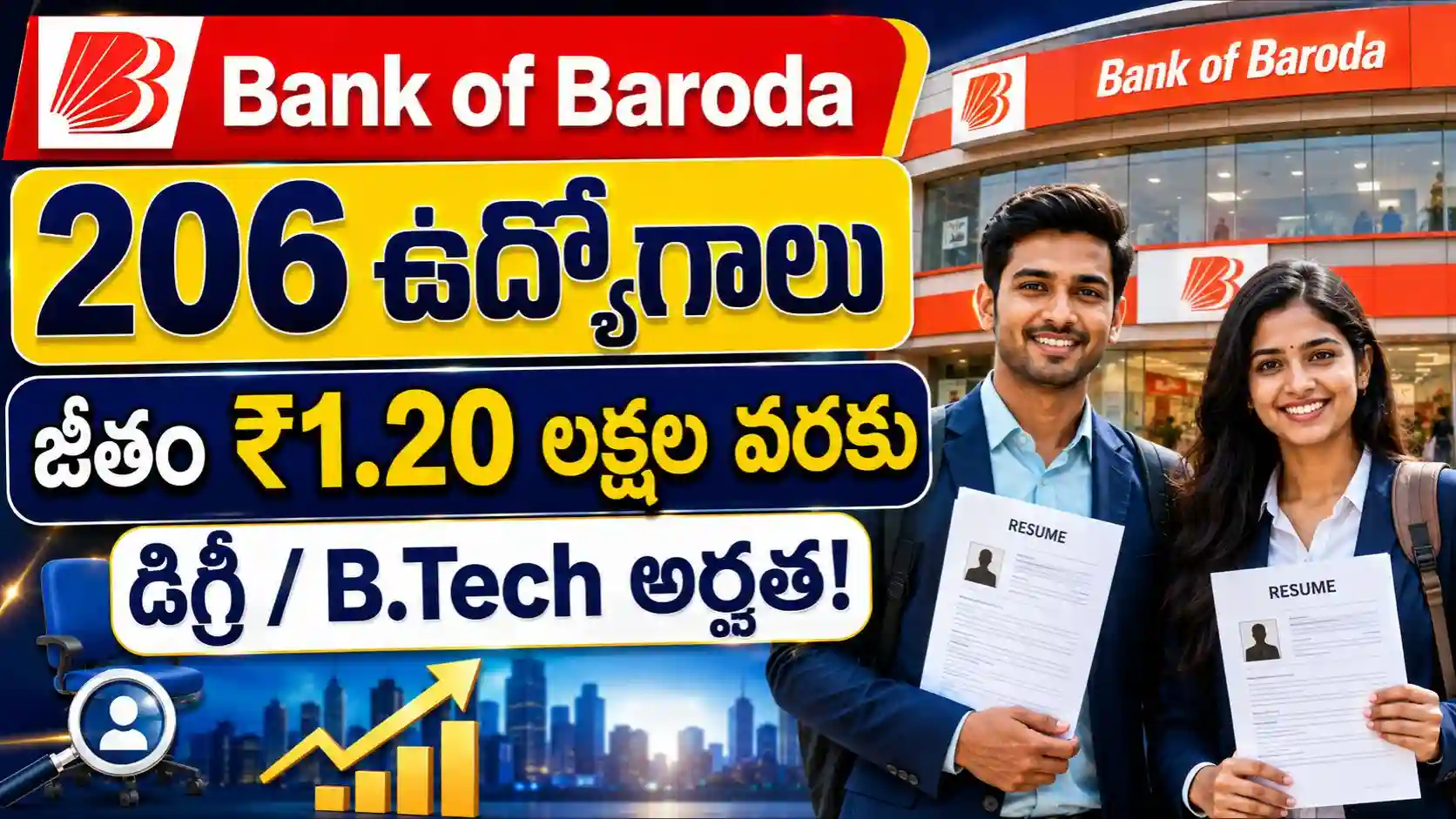 బ్యాంక్ ఆఫ్ బరోడాలో 206 మేనేజర్, టెక్నికల్ ఆఫీసర్ ఉద్యోగాలకు నోటిఫికేషన్ విడుదల!