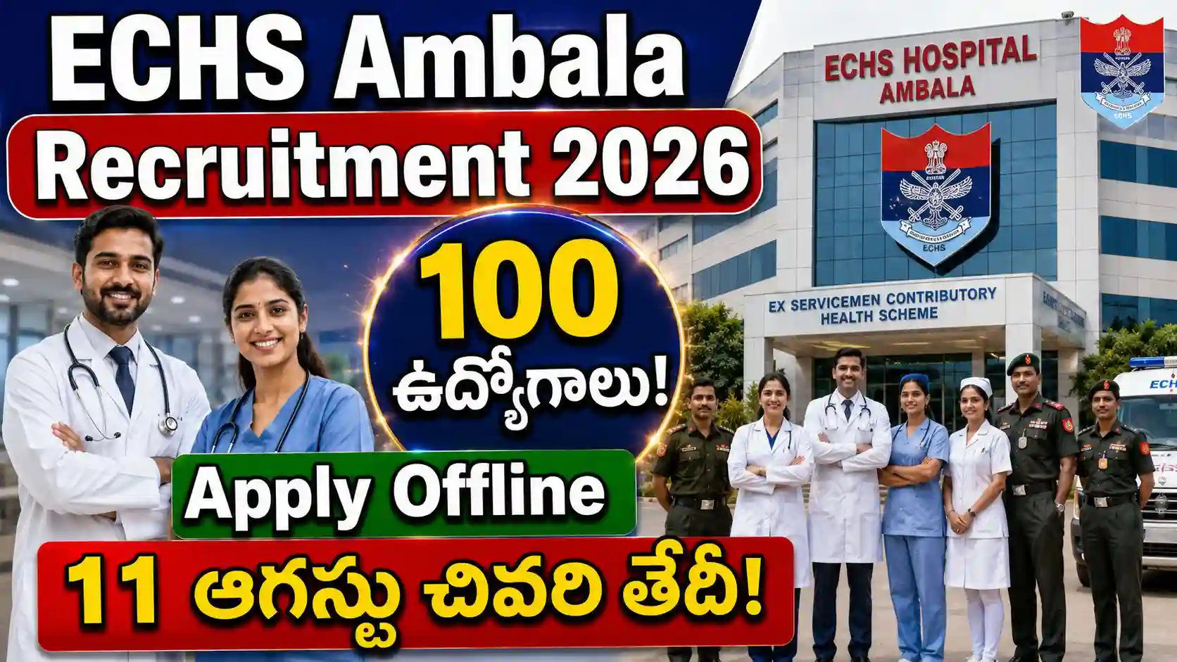 ECHS Ambala Recruitment : 100 DEO, క్లర్క్, ప్యూన్ పోస్టులకు దరఖాస్తు ప్రారంభం!