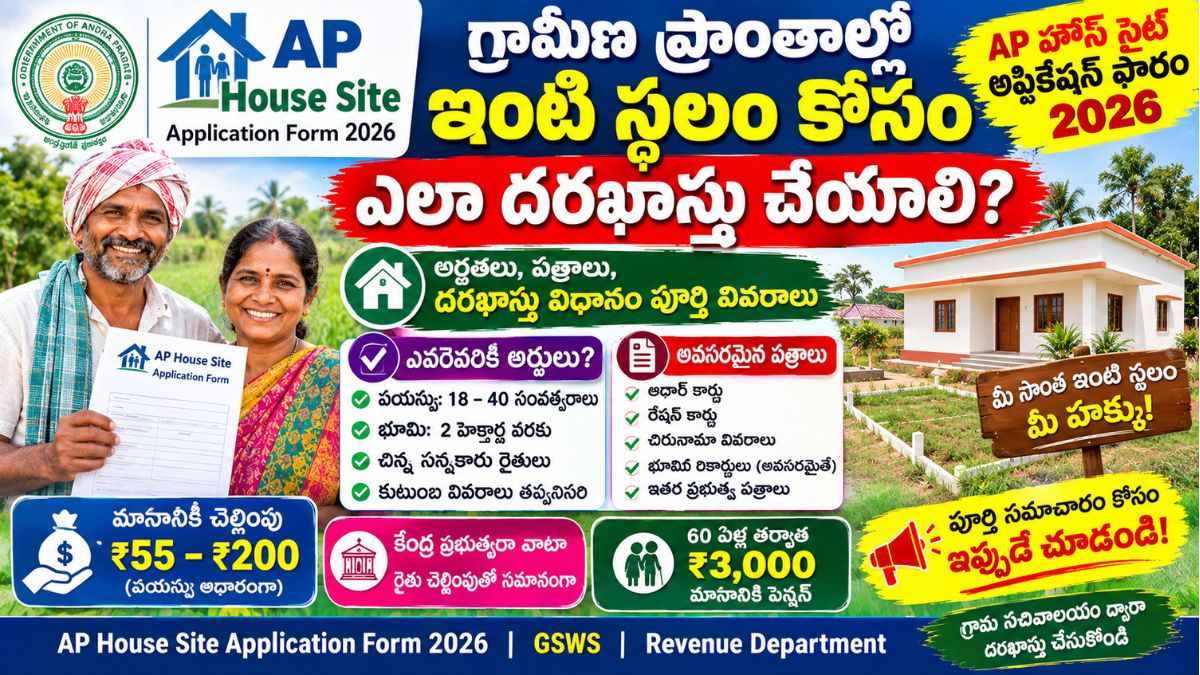 AP House Site Application 2026: గ్రామీణ ప్రాంతాల్లో ఇంటి స్థలం కోసం ఎలా దరఖాస్తు చేయాలి? పూర్తి వివరాలు.!